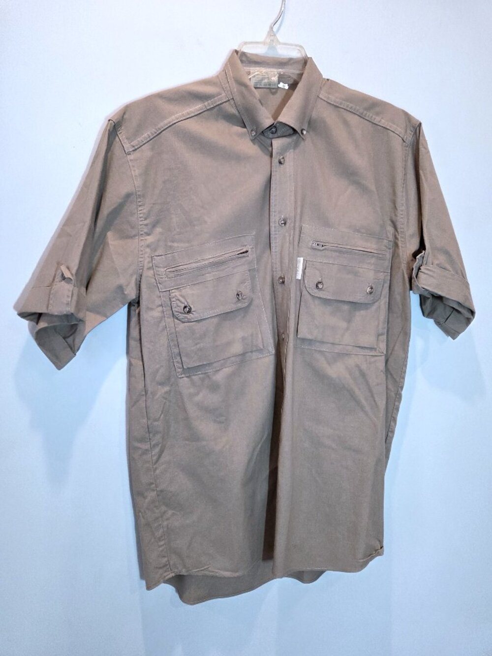 NWOT TAG Safari Beige Cotton Short Sleeve Shirt Size M